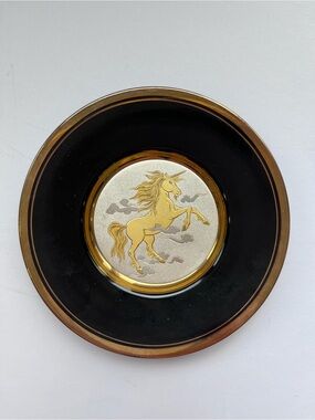 Vintage Art of Chokin 24kt Gold Unicorn Plate